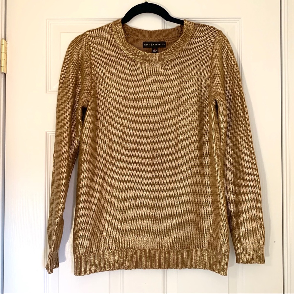 Rock & Republic Gold Shimmer Sweater